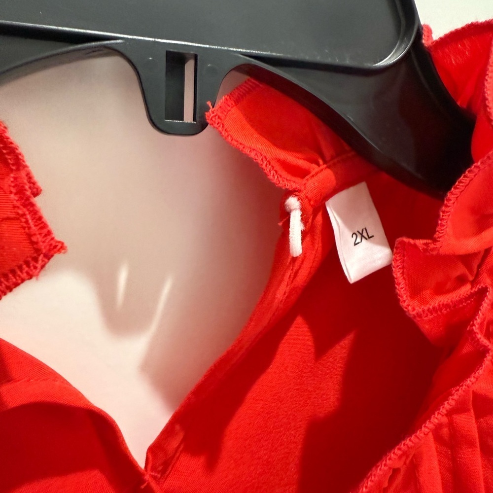Elegant Red Ruffle Sleeve Top - Picture 3 of 4